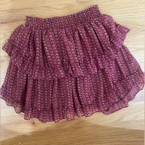 MISA magenta and orange ruffle skirt